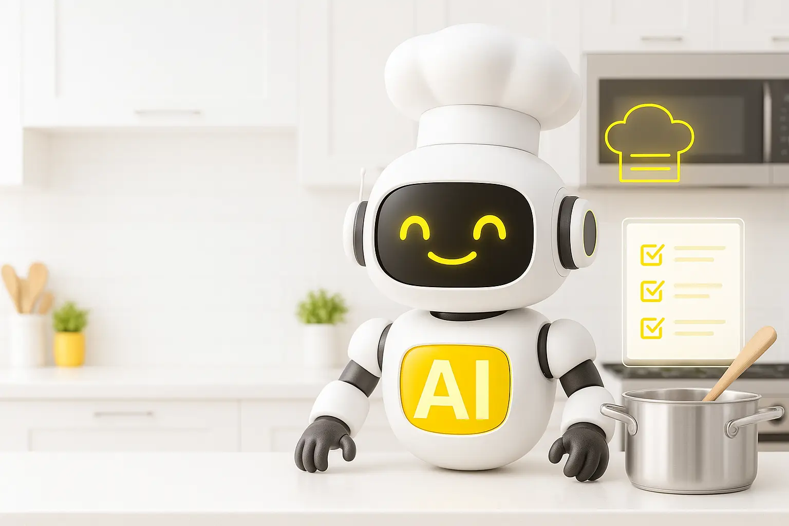 Image shwoing a AI generated kitchen with a person cooking